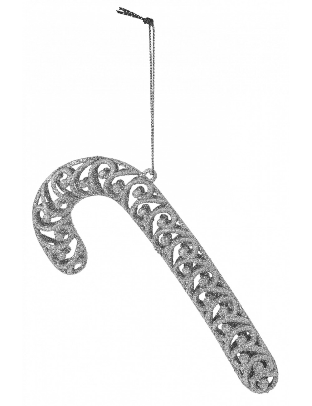 Zawieszka na choinkę srebrna LASKA ŚWIĄTECZNA z brokatem 18 cm