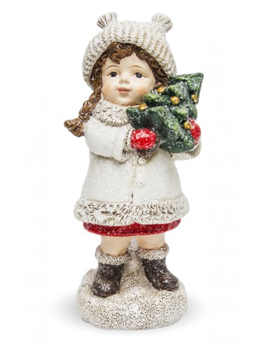 Figurka zimowa świąteczna dziecko DZIEWCZYNKA choinka 13x5 cm