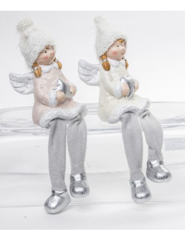 Figurka zimowa ANIOŁEK w czapce elastyczne nogi 19,5x6 cm 2 wzory