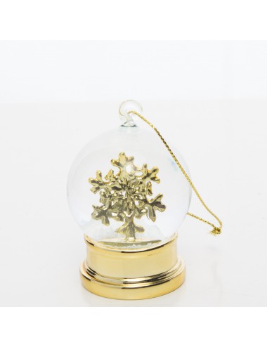 Złota zawieszka szklana kula ŚNIEŻYNKA płatek śniegu glamour 6,5x4,5 cm