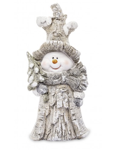 Figurka zimowa BAŁWANEK z choinką jak pień drzewa 21,5x9 cm