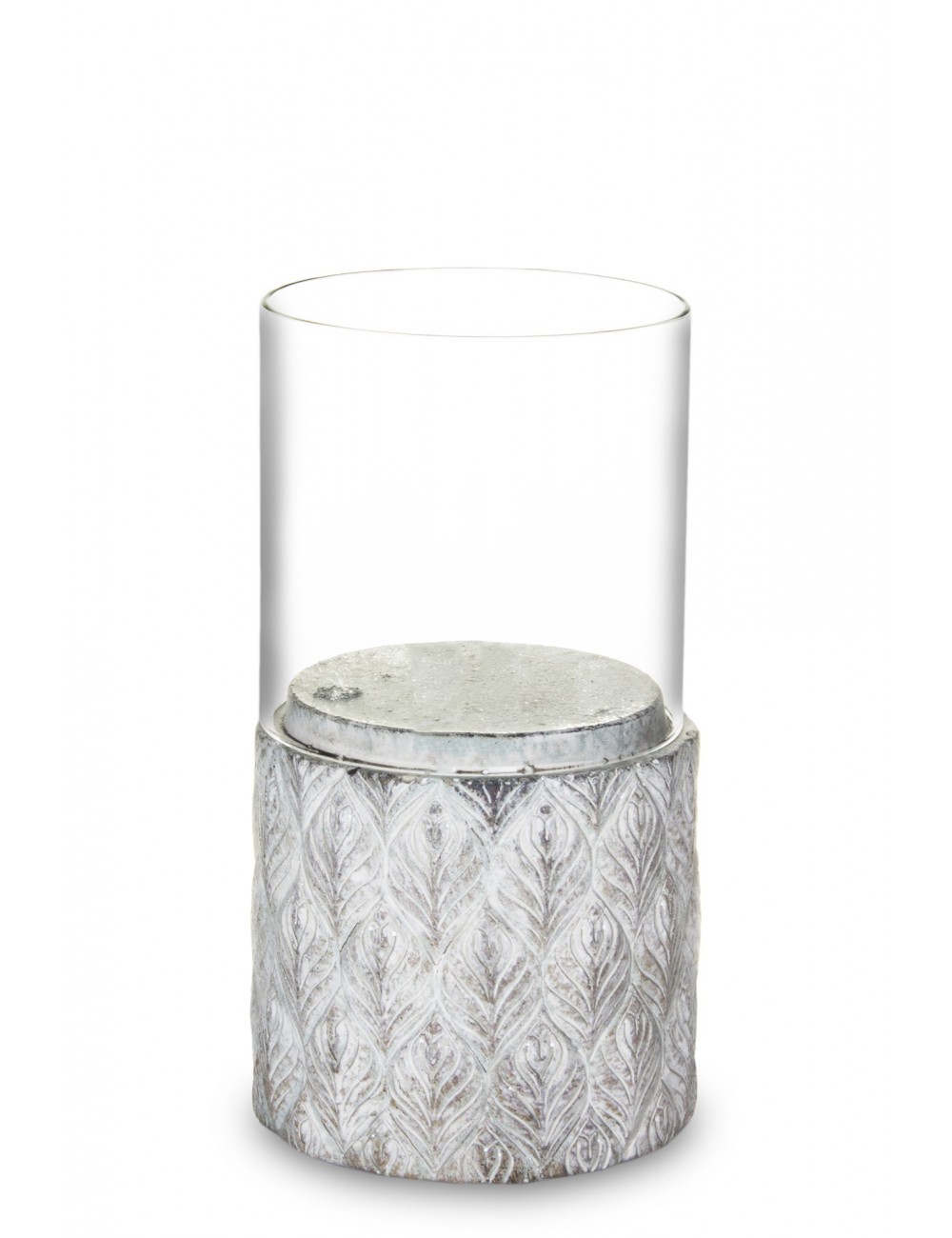 Lampion świecznik na taras betonowy szklany 19,5x10 cm