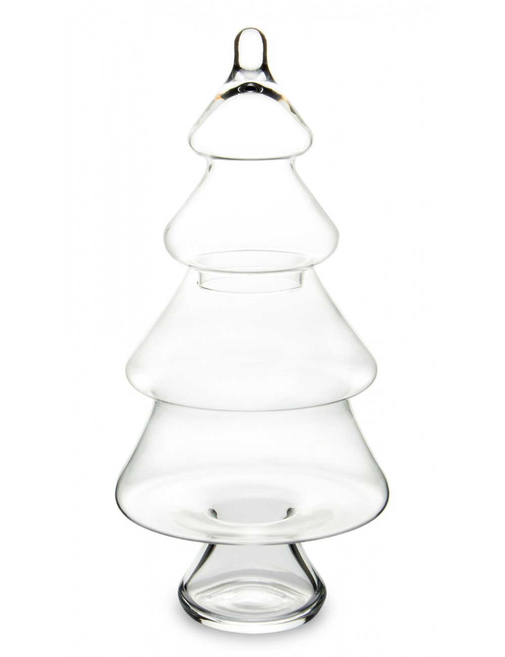 Szklana transparentna bombonierka CHOINKA na słodycze, światełka 40 cm