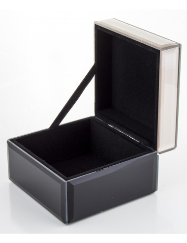 Elegancka szklana szkatułka na biżuterię czarna ROSE GOLD glamour 12,5 cm