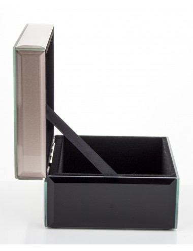 Elegancka szklana szkatułka na biżuterię czarna ROSE GOLD glamour 12,5 cm