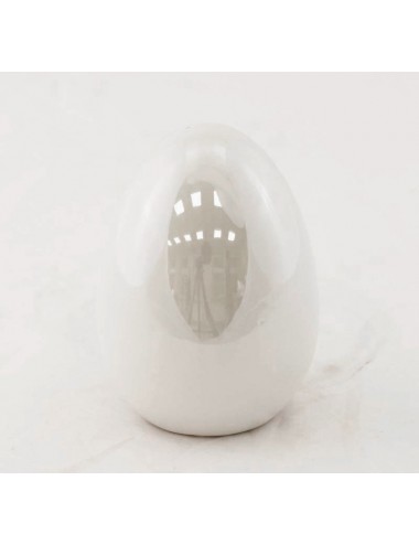 Jajko dekoracyjne białe błyszczące perłowe 11x8cm