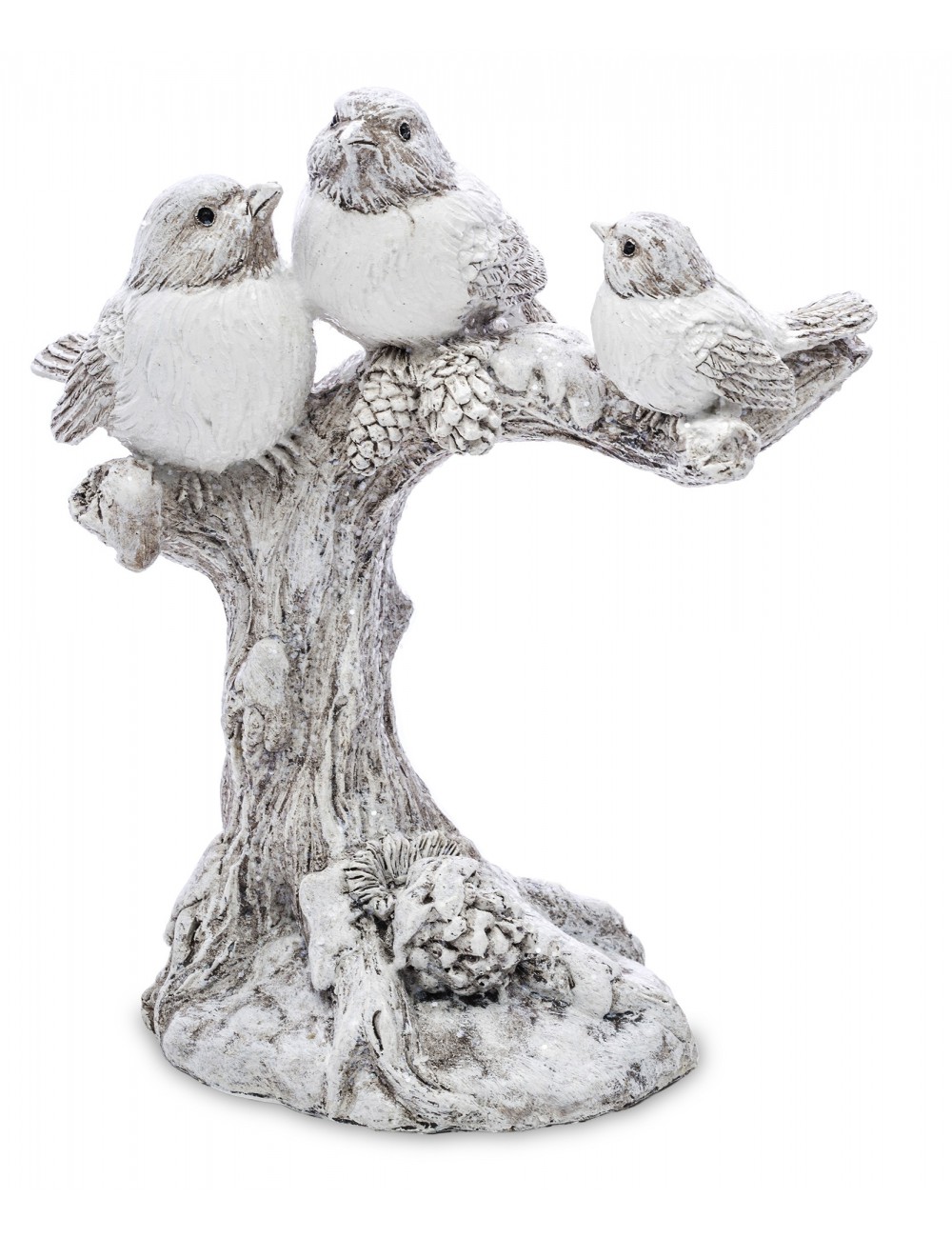 Figurka zimowa PTASZKI na drzewie i SZYSZKI 21x18 cm