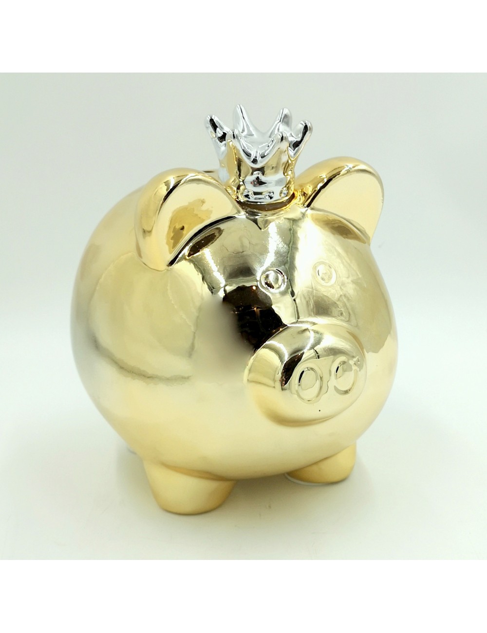 Świnka w koronie mała skarbonka QUEEN PIGGY złota 11,5x12 cm