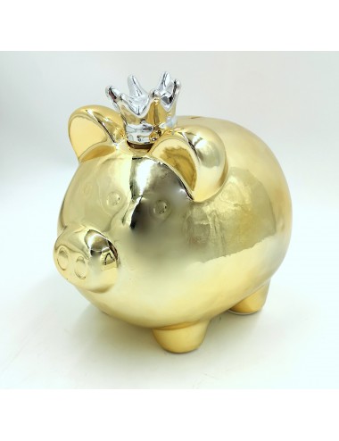 Świnka w koronie mała skarbonka QUEEN PIGGY złota 11,5x12 cm