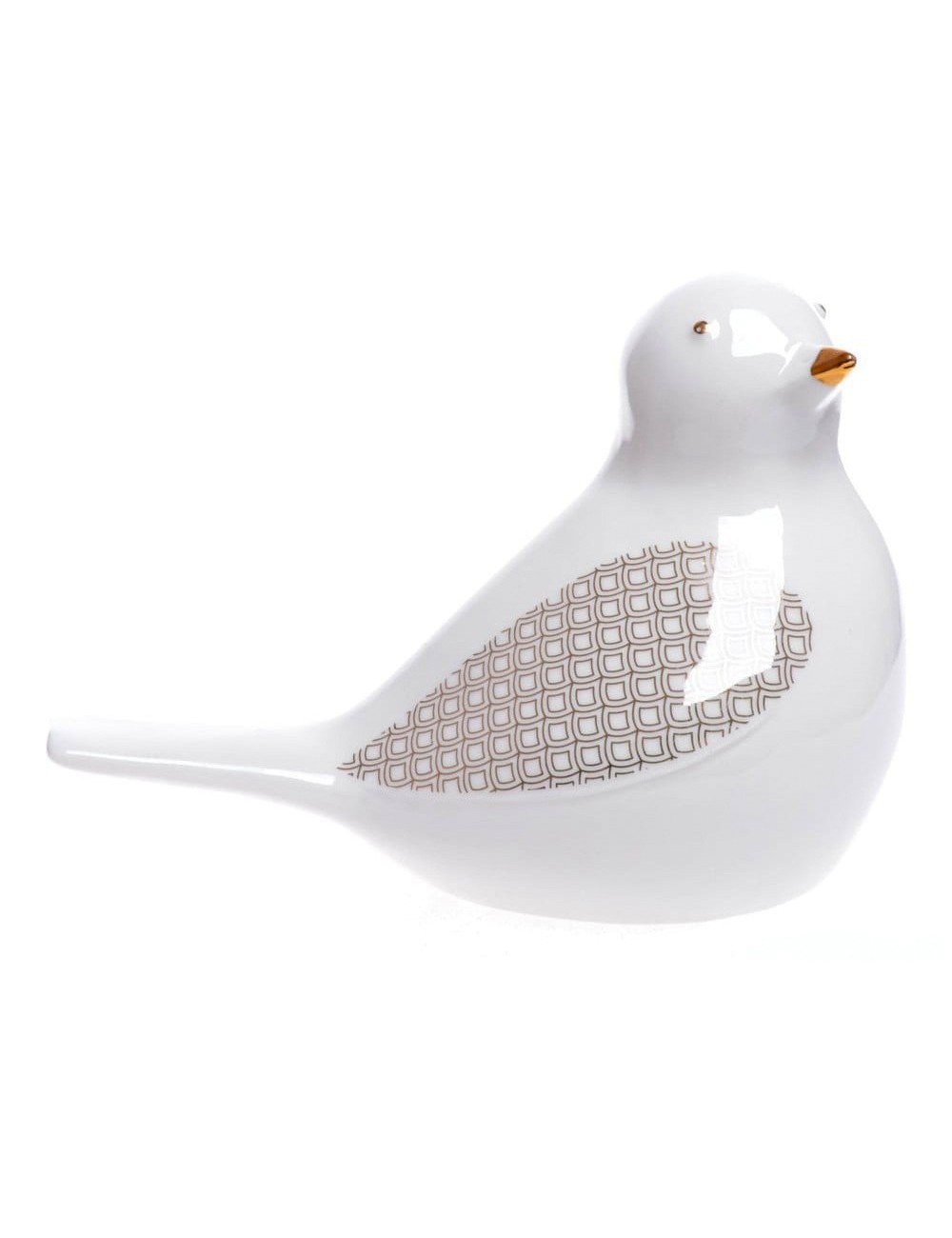 biały złoty ptak ptaszek ceramiczny figurka glamour