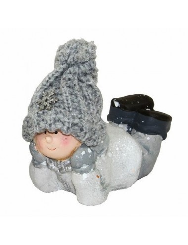 Figurka zimowa DZIECKO w czapce z włóczki 9x9,5 cm