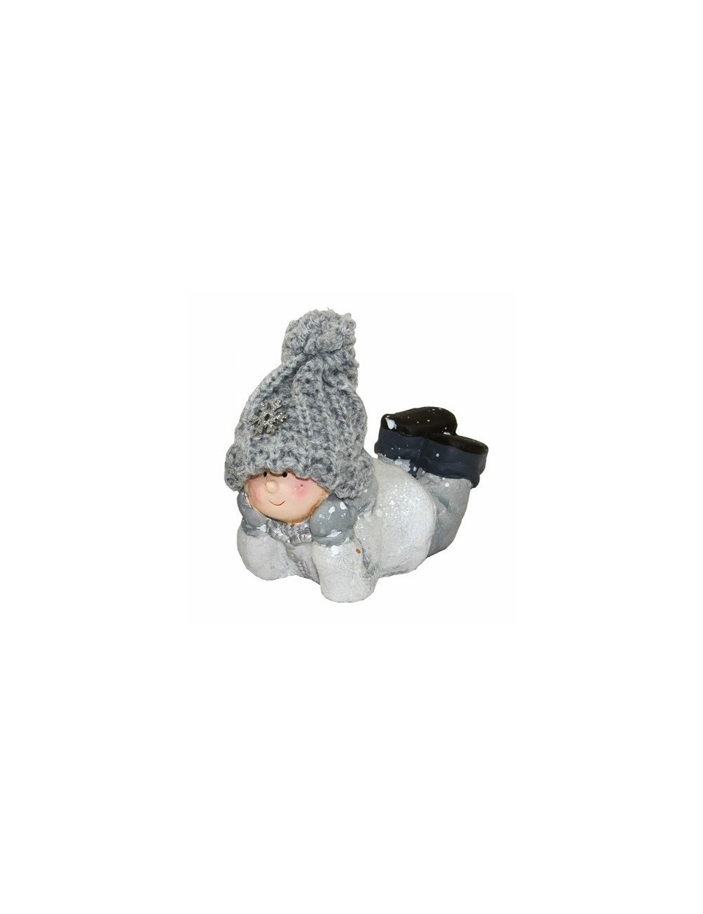 Figurka zimowa DZIECKO w czapce z włóczki 9x9,5 cm