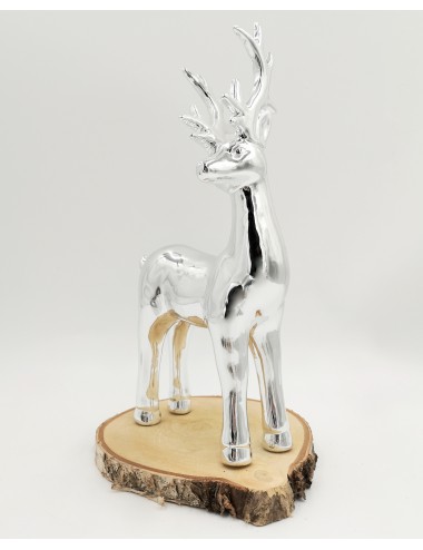 Srebrna figurka ceramiczna RENIFER jeleń glamour 30x13 cm