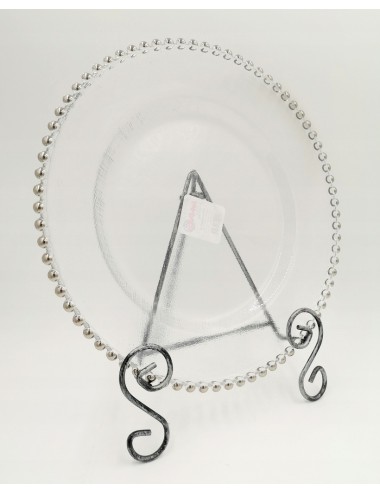 Podstawka szklana srebrna elegancka pod talerz ⌀ 33 cm