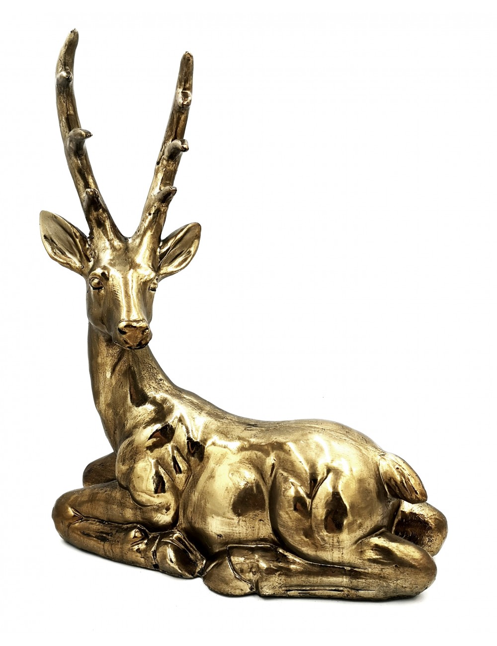 Duża złota figurka leżący JELEŃ/RENIFER glamour 47,5x39 cm bolove.pl