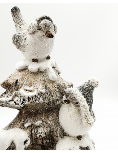 Figurka zimowa świąteczna z brokatem PTASZKI na choince 31x16 cm