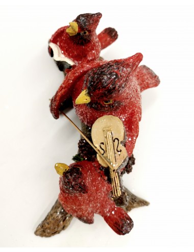 Figurka zimowa świąteczna czerwone ŚPIEWAJĄCE PTASZKI kardynał szkarłatny 13x21 cm
