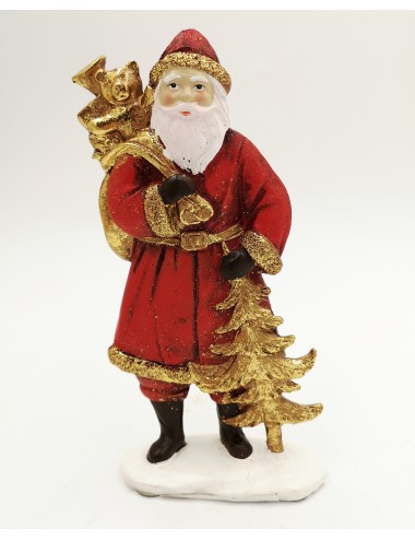 Figurka świąteczna ŚWIĘTY MIKOŁAJ z workiem złota CHOINKA 19x10 cm