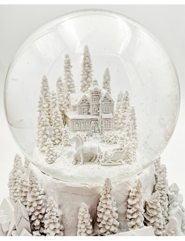 Szklana kula śnieżna POZYTYWKA białe zimowe MIASTECZKO 16x14,5 cm