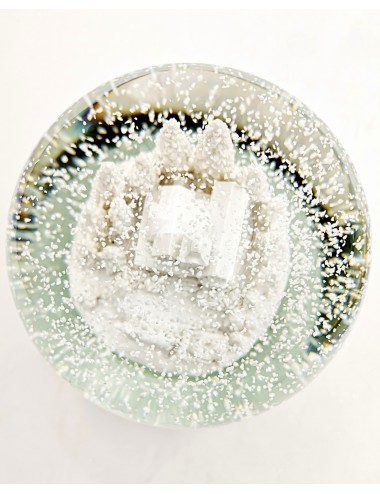 Szklana kula śnieżna POZYTYWKA białe zimowe MIASTECZKO 16x14,5 cm