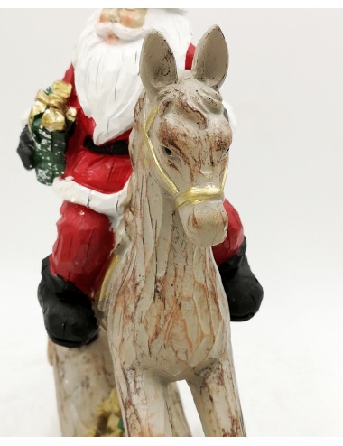 Figurka świąteczna ŚWIĘTY MIKOŁAJ na koniu na biegunach 30x24,5 cm