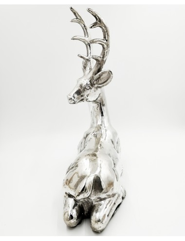 Duża srebrna figurka leżący JELEŃ/RENIFER glamour 47x38 cm