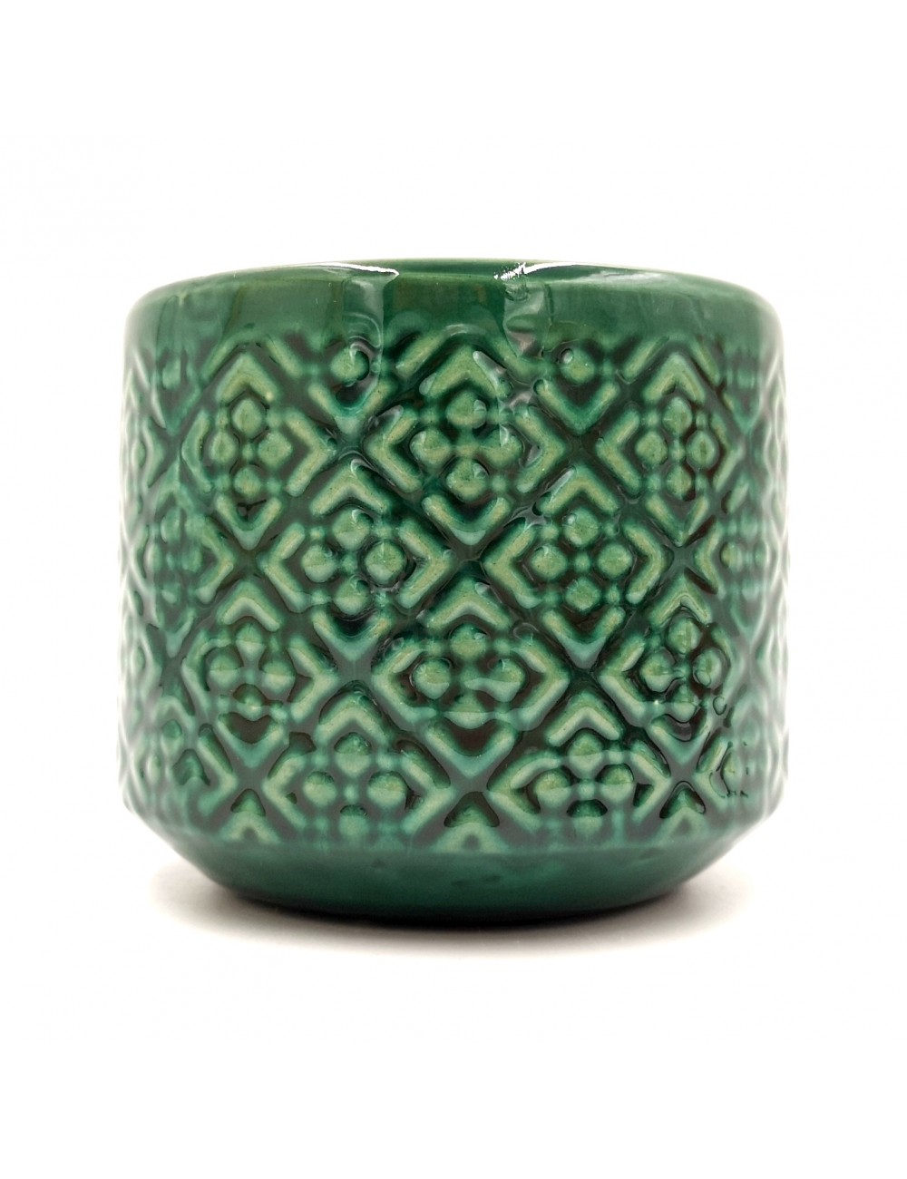 Zielona ceramiczna osłonka na doniczkę szmaragdowa zieleń 9,5x11,5 cm