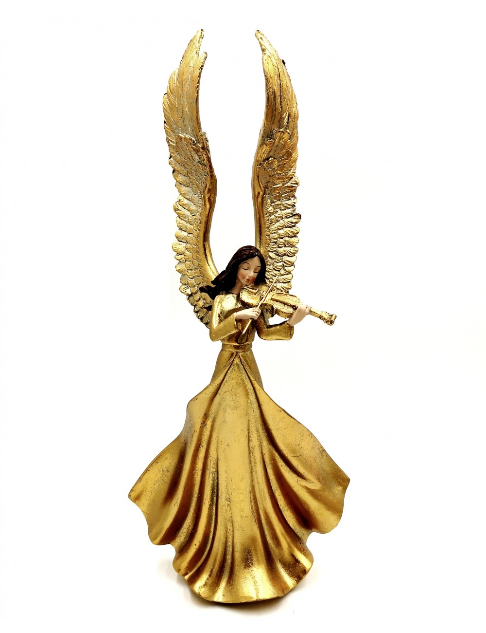 Elegancka figurka ZŁOTY ANIOŁ grający na skrzypcach glamour 46,5 cm