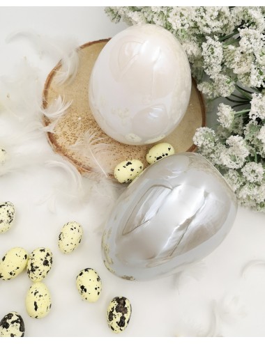 Szare JAJKO dekoracyjne ceramiczne perłowe z połyskiem 11 cm