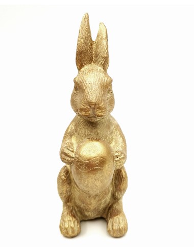 Mała figurka na Wielkanoc ZŁOTY ZAJĄC stare złoto z patyną 12,5x6 cm