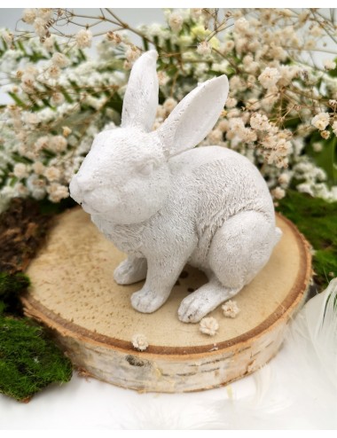 Mała figurka na Wielkanoc BIAŁY KRÓLIK zając z brokatem 9,5x10,5 cm