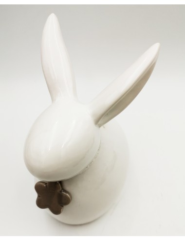 Minimalistyczna figurka ceramiczna BIAŁY KRÓLIK wielkanocny 23x16 cm