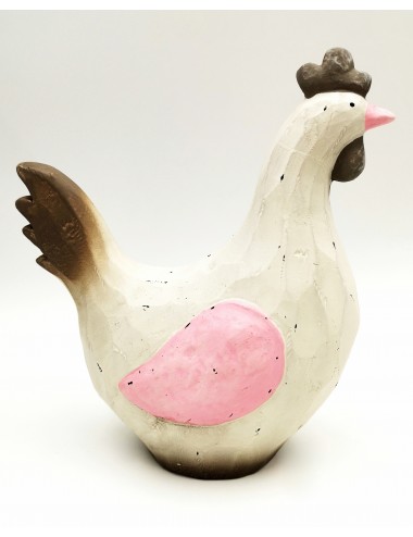 Figurka ceramiczna na Wielkanoc beżowa KURA jak rzeźbiona 22,5x18 cm