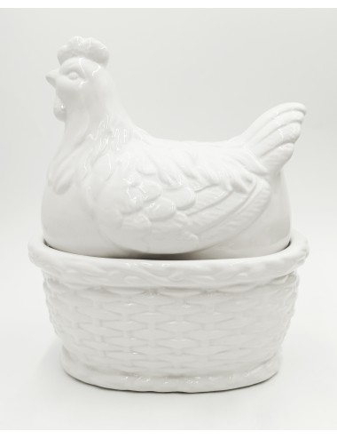 Biała ceramiczna bombonierka wielkanocna KURA 24x20 cm