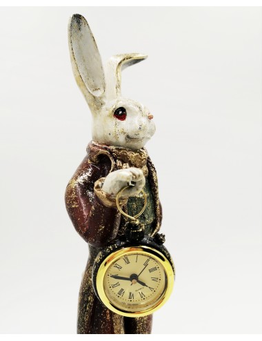 Figurka barokowy KRÓLIK z zegarkiem kieszonkowym 42,5x13 cm