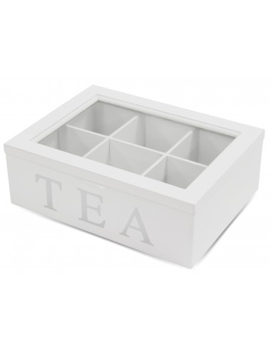 biała skrzynka na herbatę TEA 6 przegródek