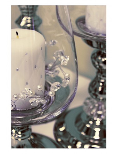 Wianek stroik dekoracja na świecę kryształki i perły ⌀ 9 cm