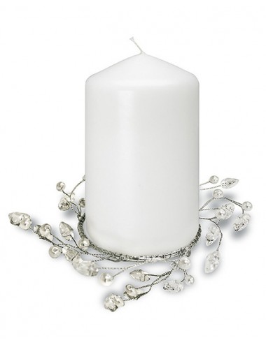 Wianek stroik dekoracja na świecę kryształki i perły ⌀ 9 cm