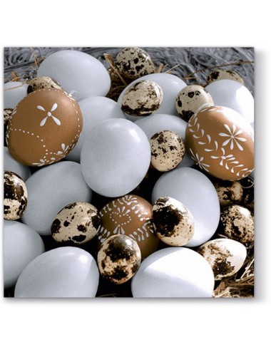 Serwetki na Wielkanoc białe złote PISANKI jajka 20 szt.