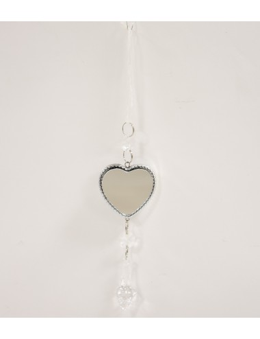Srebrna zawieszka SERCE z lusterkiem i kryształkiem glamour 24,5 cm