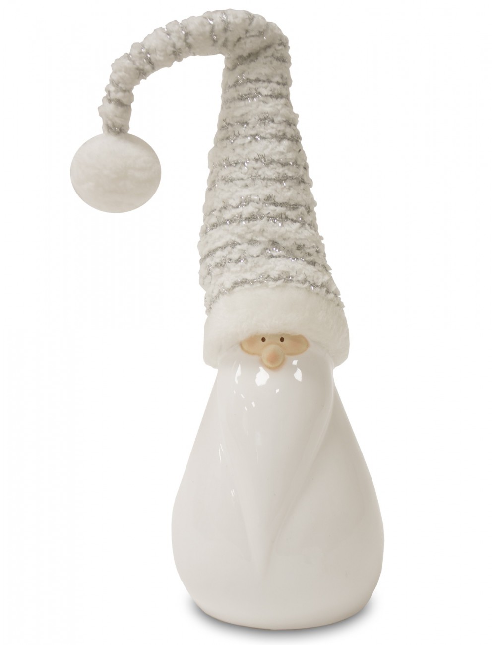 Figurka świąteczna ceramiczna Święty Mikołaj w czapce z  pomponem 53x10 cm