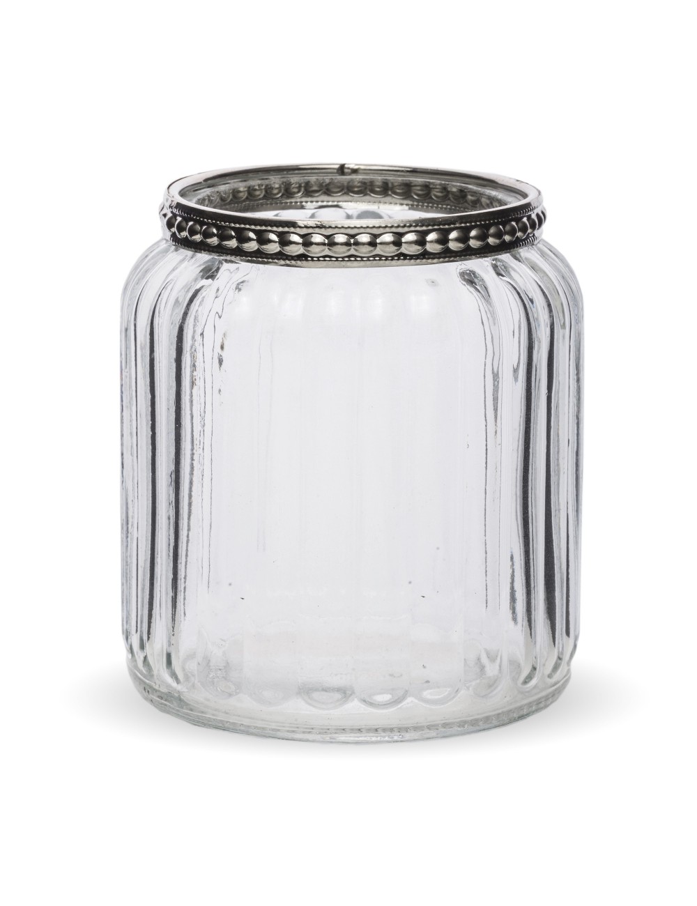 Świecznik szklany srebrny transparentny vintage 8,5x8 cm
