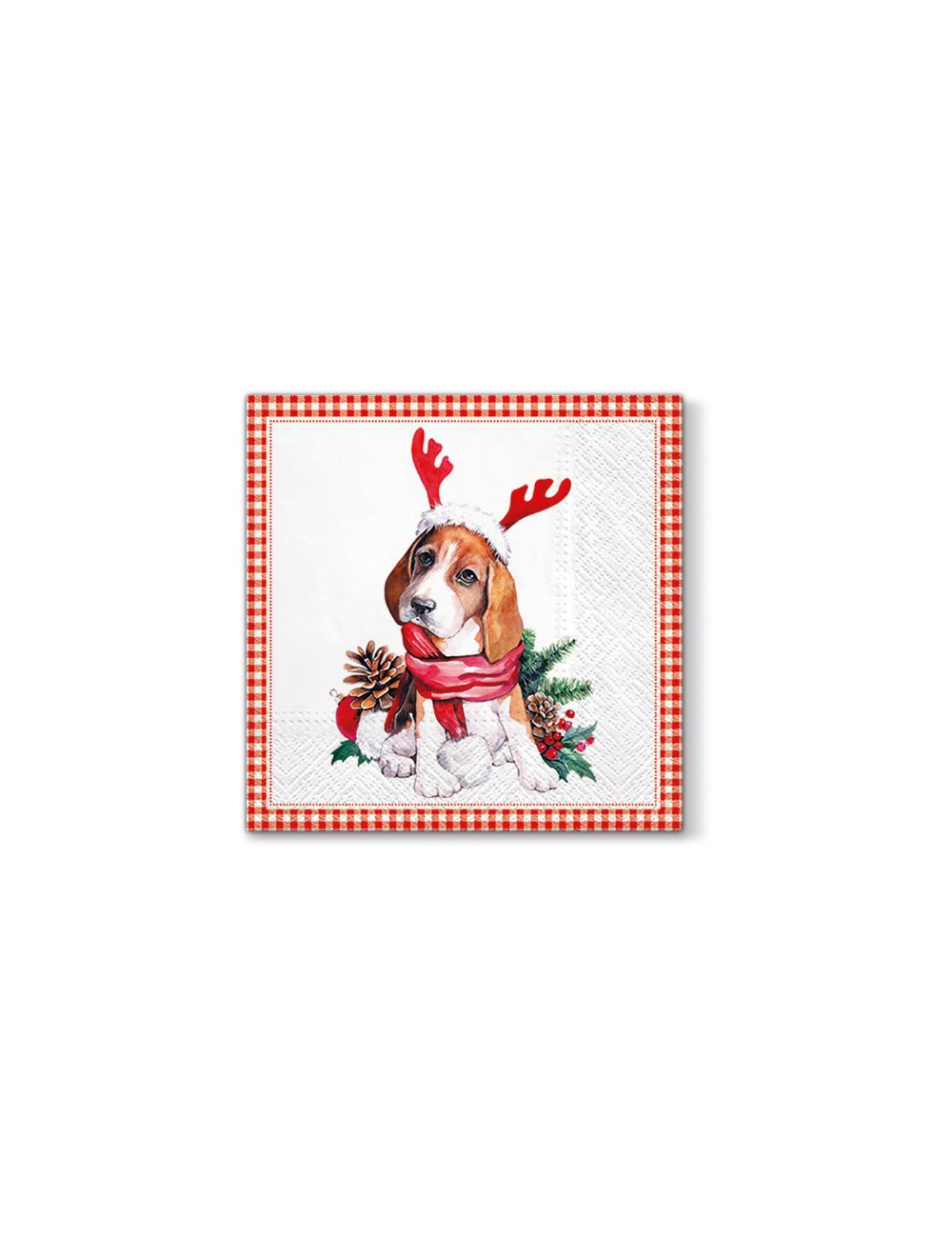 Serwetki papierowe świąteczne SANTA DOG pies kratka vichy 20 szt.