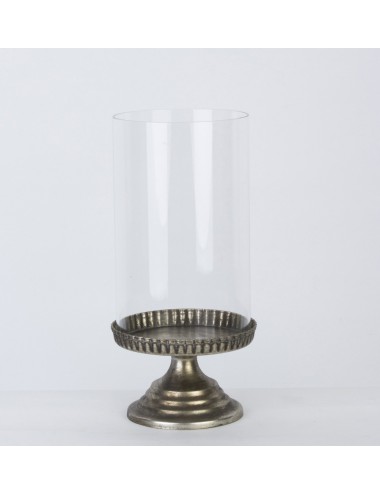 Świecznik szklany metalowy vintage złoty 27x13 cm