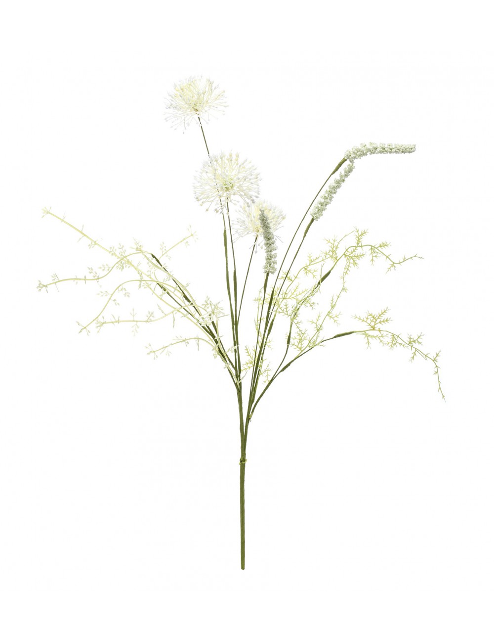 Delikatna sztuczna gałązka białe kwiaty DMUCHAWCE 56 cm