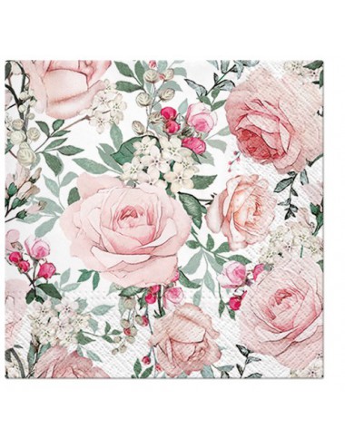 Serwetki papierowe na wesele wiosnę PINK ROSES różowe róże 20 szt.