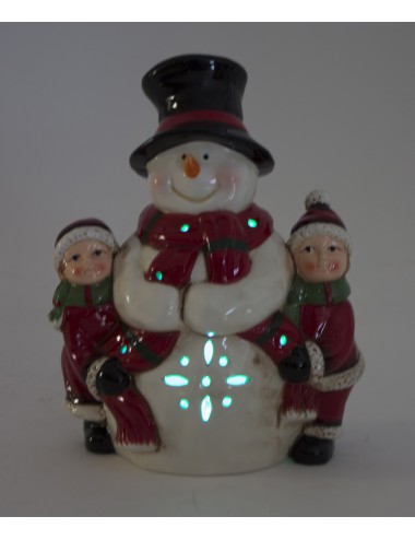 Kolorowa figurka ceramiczna BAŁWANEK i dzieci LED na baterie 20,5x15 cm